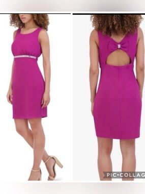Kensie, Lined, Bow Back Cut Out, Fushia, Cocktail Dress. 
Size 6